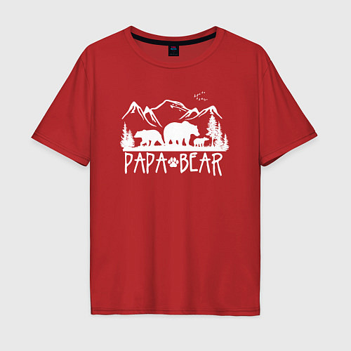 Мужская футболка оверсайз Папа медведь / Красный – фото 1