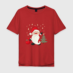 Мужская футболка оверсайз Дед Мороз с подарками Новый год