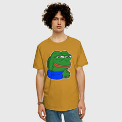 Футболка оверсайз мужская Лягушонок Пепе хитрый, цвет: горчичный — фото 2