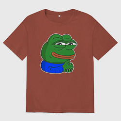 Футболка оверсайз мужская Лягушонок Пепе хитрый, цвет: кирпичный
