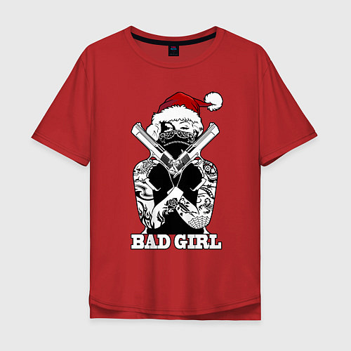 Мужская футболка оверсайз Bad girl with guns / Красный – фото 1
