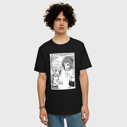 Мужская футболка оверсайз Нацуми и Рэнгэ - Деревенская глубинка / Черный – фото 3