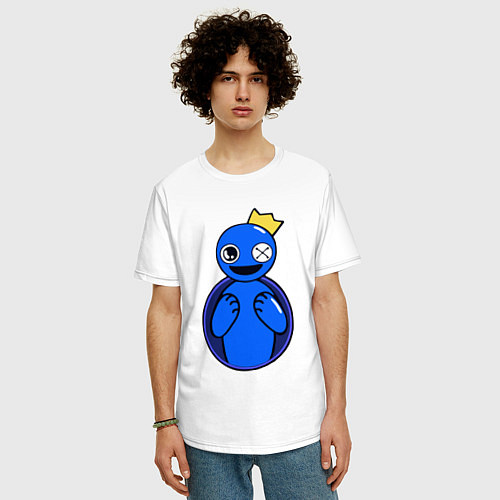 Мужская футболка оверсайз Радужные друзья: Синий персонаж / Белый – фото 3