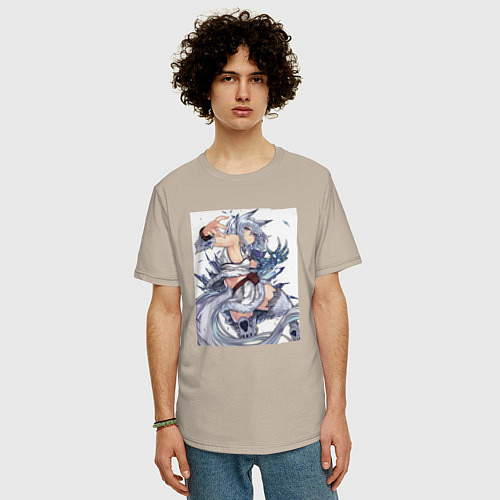 Мужская футболка оверсайз Setsuna art / Миндальный – фото 3
