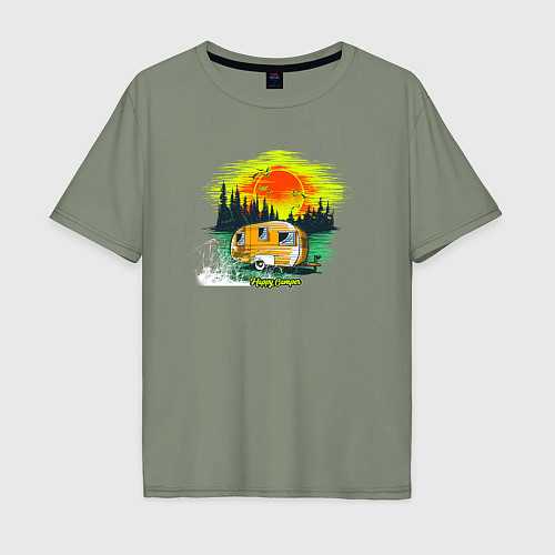 Мужская футболка оверсайз Домик на колесах / Авокадо – фото 1