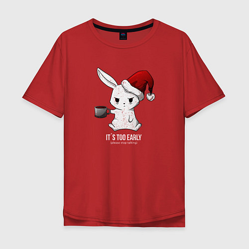 Мужская футболка оверсайз Bunny its too early / Красный – фото 1