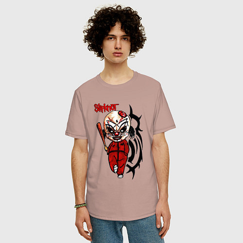 Мужская футболка оверсайз Slipknot fan / Пыльно-розовый – фото 3