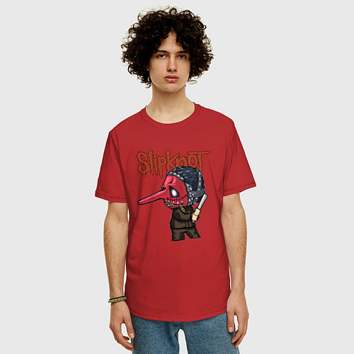 Мужская футболка оверсайз Slipknot mask art / Красный – фото 3