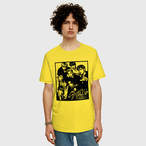 Мужская футболка оверсайз Stray Kids Halftone Art / Желтый – фото 3