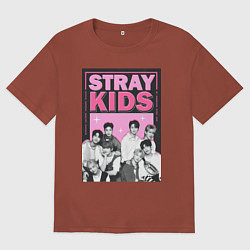 Футболка оверсайз мужская Stray Kids boy band, цвет: кирпичный