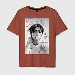 Футболка оверсайз мужская Lee Know Stray Kids, цвет: кирпичный