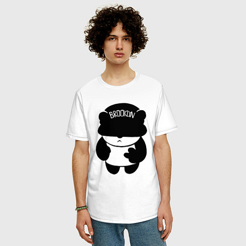 Мужская футболка оверсайз Борзый пандёныш из Бруклина / Белый – фото 3