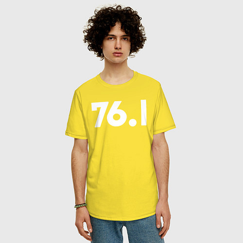 Мужская футболка оверсайз Пауэр 76 1 белая надпись / Желтый – фото 3