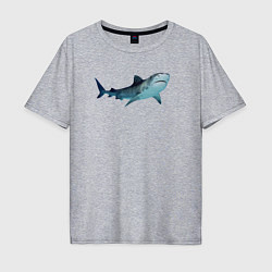 Футболка оверсайз мужская Realistic shark, цвет: меланж