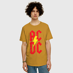 Футболка оверсайз мужская AC DC logo, цвет: горчичный — фото 2