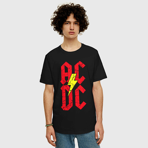 Мужская футболка оверсайз AC DC logo / Черный – фото 3