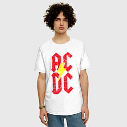 Футболка оверсайз мужская AC DC logo, цвет: белый — фото 2