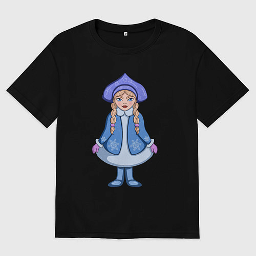 Мужская футболка оверсайз Снегурочка с косичками / Черный – фото 1