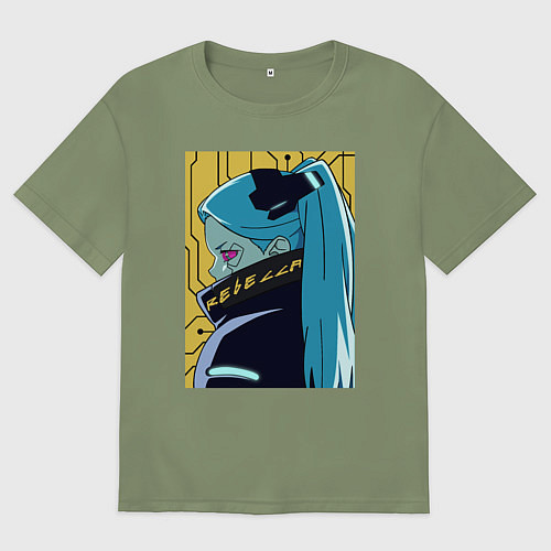 Мужская футболка оверсайз Киберпанк Ребекка / Авокадо – фото 1