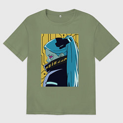 Футболка оверсайз мужская Киберпанк Ребекка, цвет: авокадо