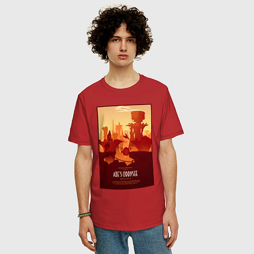 Мужская футболка оверсайз Abe oddysee - scrabania / Красный – фото 3