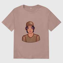 Футболка оверсайз мужская Мультяшный мальчик в шляпе, цвет: пыльно-розовый