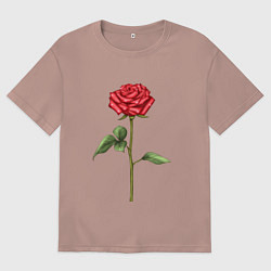 Футболка оверсайз мужская Роза красная, цвет: пыльно-розовый