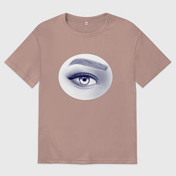 Футболка оверсайз мужская Женский глаз в монохромной гамме, цвет: пыльно-розовый