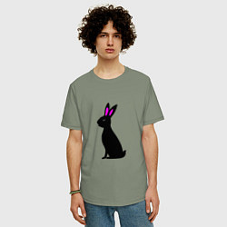 Футболка оверсайз мужская Черный кролик, цвет: авокадо — фото 2