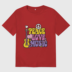 Мужская футболка оверсайз Мир любовь и музыка