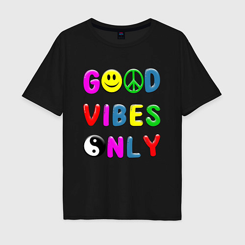 Мужская футболка оверсайз Good vibes only / Черный – фото 1