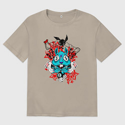 Футболка оверсайз мужская Белка с долларами в глазах, цвет: миндальный