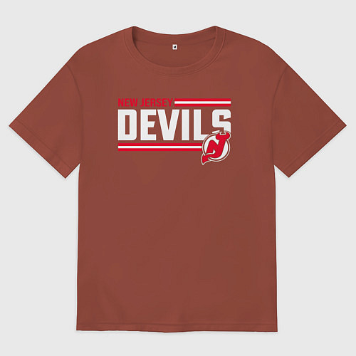 Мужская футболка оверсайз Нью - Джерси Девилз нхл / Кирпичный – фото 1
