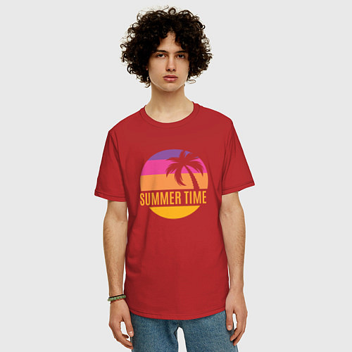Мужская футболка оверсайз Summer time California / Красный – фото 3