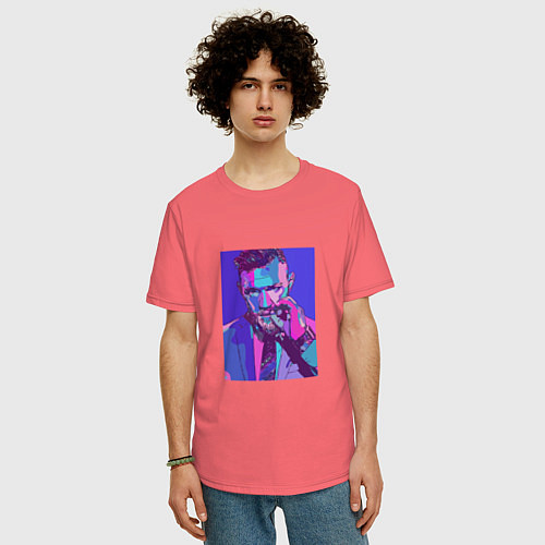 Мужская футболка оверсайз Purple Conor / Коралловый – фото 3
