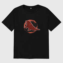 Футболка оверсайз мужская Мультяшный годзилла, цвет: черный