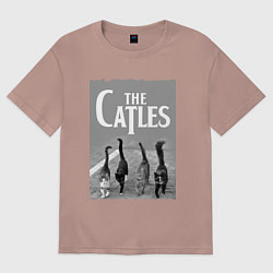 Футболка оверсайз мужская The Catles - joke, цвет: пыльно-розовый