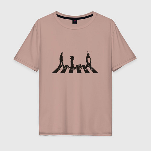 Мужская футболка оверсайз Beatles thriller / Пыльно-розовый – фото 1