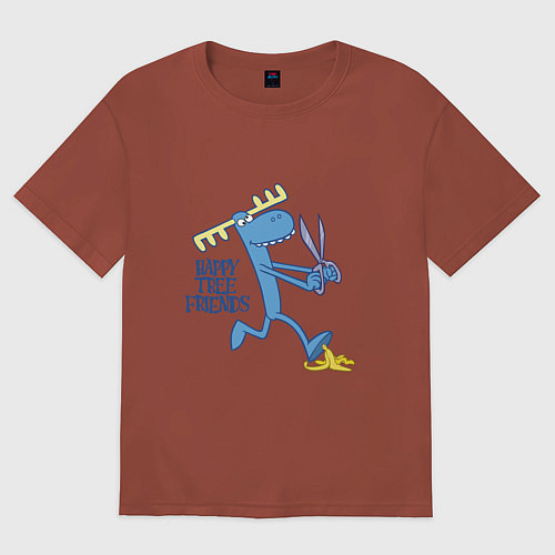 Мужская футболка оверсайз Lumpy eyes / Кирпичный – фото 1