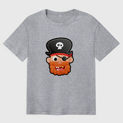 Футболка оверсайз мужская Мультяшный пират, цвет: меланж