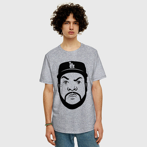 Мужская футболка оверсайз Ice Cube - head / Меланж – фото 3