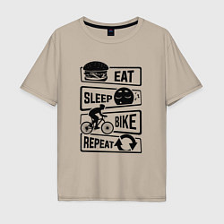 Мужская футболка оверсайз Eat sleep bike repeat art