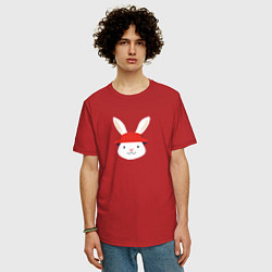 Футболка оверсайз мужская Кролик в шляпке, цвет: красный — фото 2
