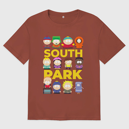 Мужская футболка оверсайз Южный парк персонажи / Кирпичный – фото 1