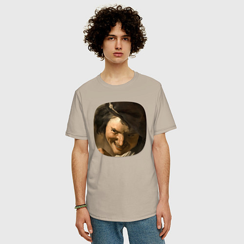 Мужская футболка оверсайз Картина ренессанса - хитрость / Миндальный – фото 3