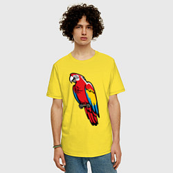 Футболка оверсайз мужская Попугай Ара на жердочке, цвет: желтый — фото 2