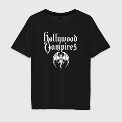 Футболка оверсайз мужская Hollywood vampires рок группа, цвет: черный