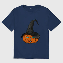 Футболка оверсайз мужская Тыква в шляпе, цвет: тёмно-синий