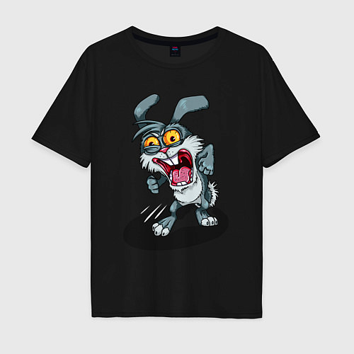 Мужская футболка оверсайз Безумный кролик / Черный – фото 1
