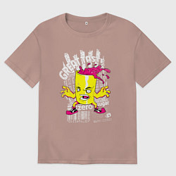 Футболка оверсайз мужская Стакан с напитком, цвет: пыльно-розовый